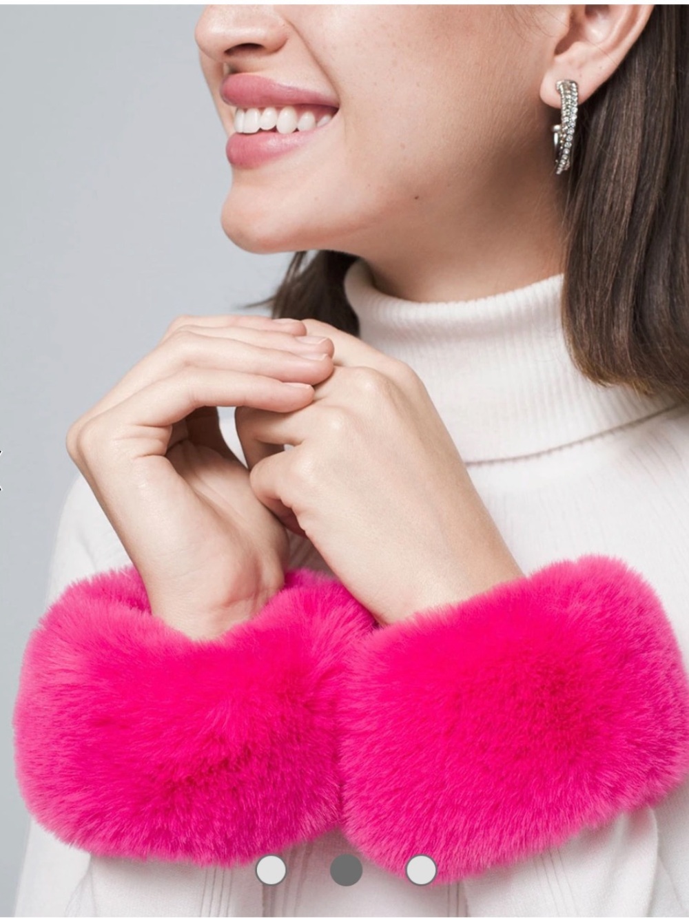 Faux Fur Wrist Cuff - Hot Pink